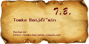Tomka Benjámin névjegykártya