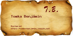 Tomka Benjámin névjegykártya